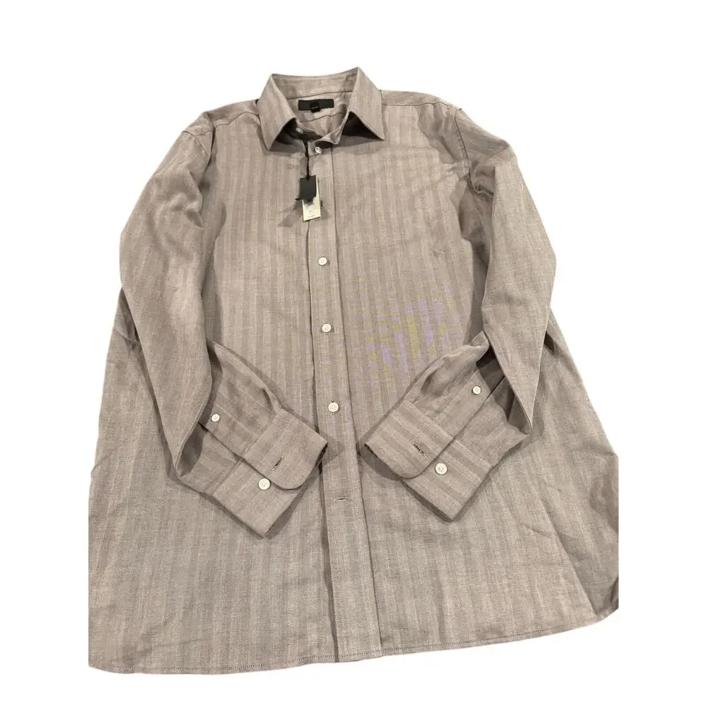 Banana Republic Tailored Slim Fit Cashmere Blend Dress Shirt NWT Men Large Gray